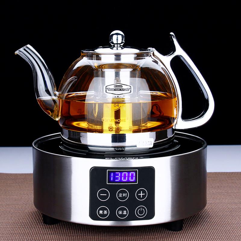 加厚耐高温煮茶壶 玻璃茶壶 耐热不锈钢网 黑茶泡茶壶 黑晶炉套装