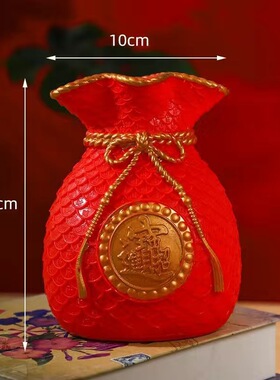 工艺品金色红色福袋袋子装饰摆件