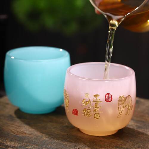 琉璃描金玉瓷刻印主人家用个人单杯高档茶盏精致功夫品茗茶杯