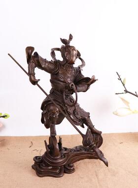 杨铜记 铜哪吒 三太子 摆件烧色哪吒工艺品摆件客厅办公 铜哪吒