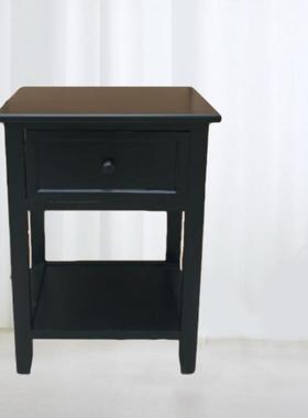 9C0黑色实木4床边头柜酒时店032公寓小户型角收纳置物柜简约简易