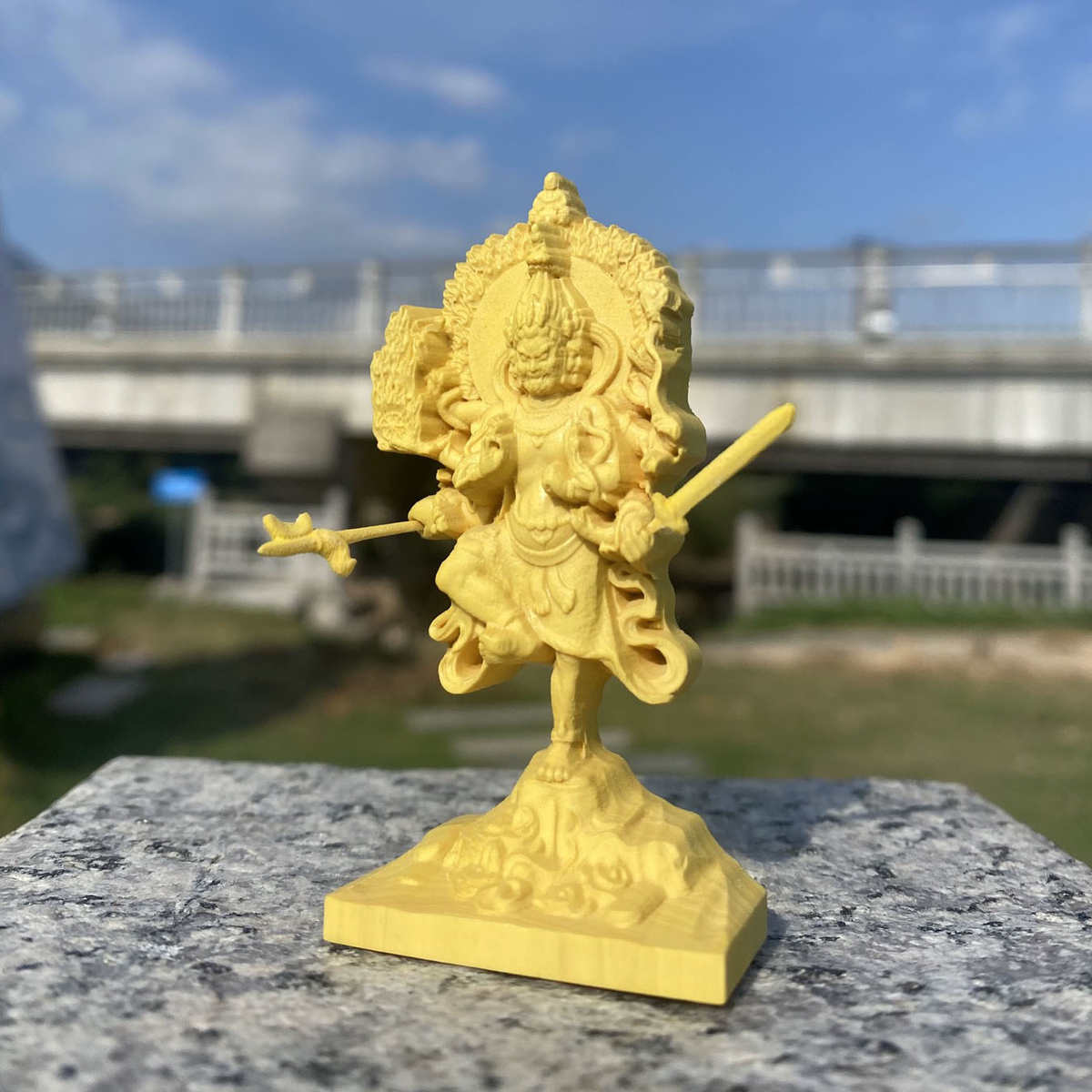 黄杨木雕迷你版秽迹金刚乌枢沙摩明王如法摆件 家居客厅装饰供奉