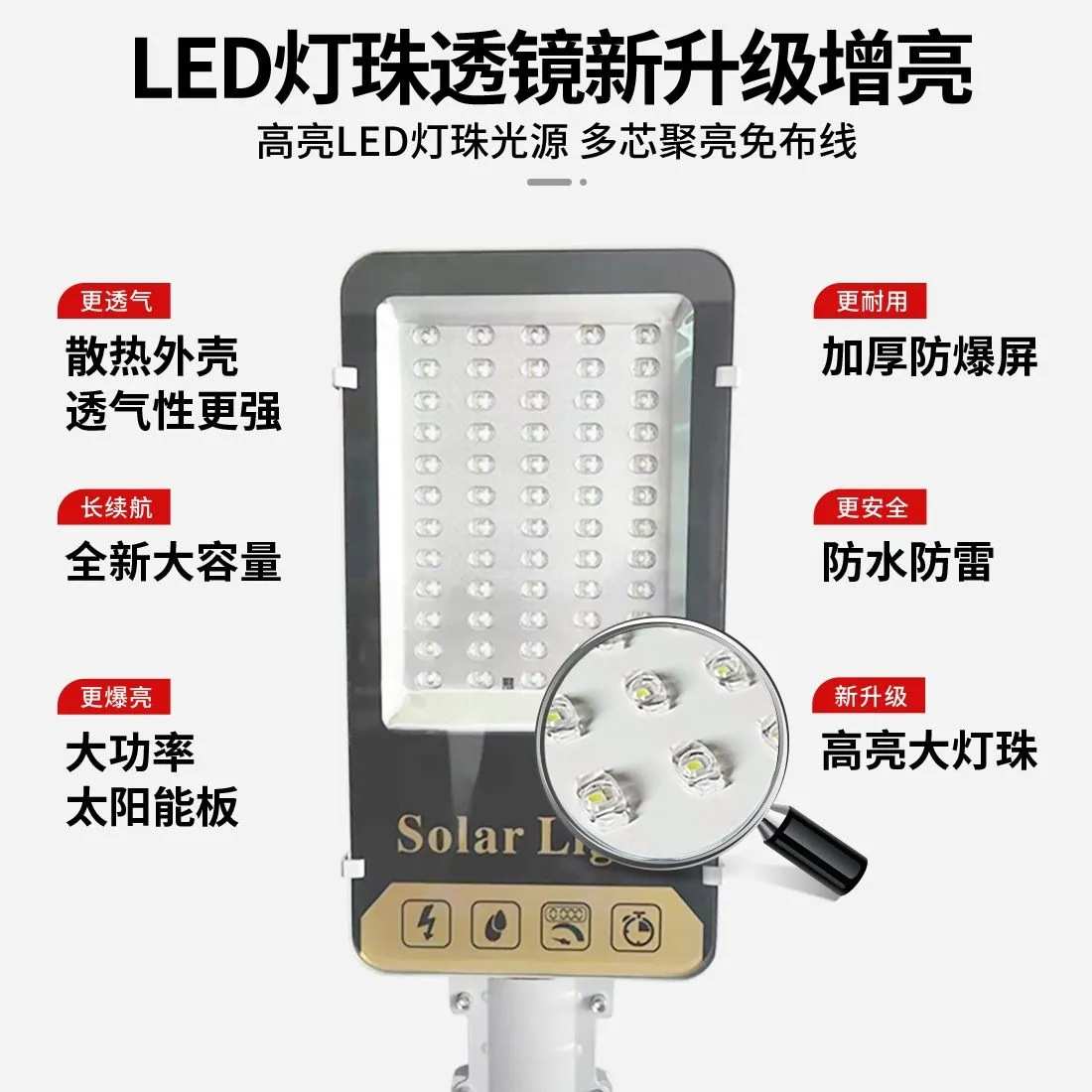 太阳能路灯农村庭院照明墙壁灯户外防水大功率超亮道路路灯