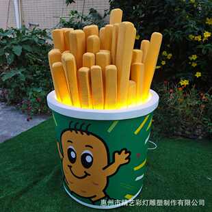 摆件泡沫门头景观薯条定制餐饮陈美商场雕塑雕塑桶户外玻璃钢大号