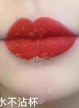 推荐不沾杯不掉色口红雨衣姨妈正红色唇釉滋润防水持久正品