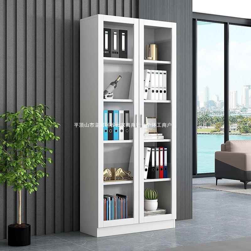 办公室文件木档al123质资料柜简约现柜代带门玻璃书案柜落地收纳