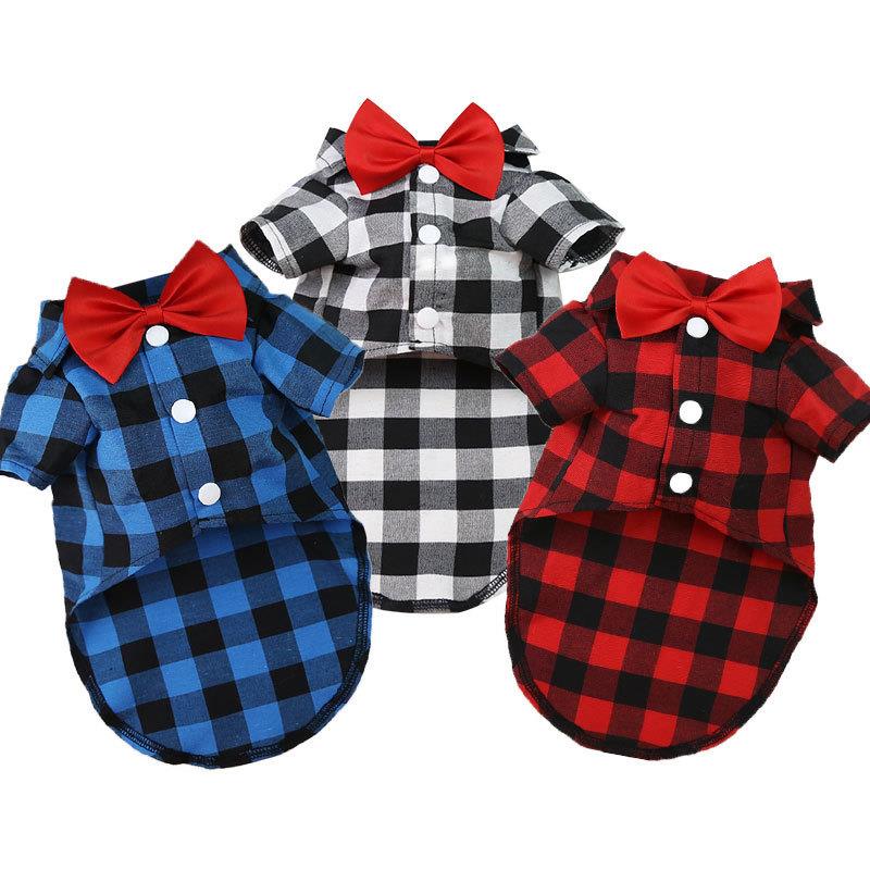 狗狗格子猫衬衫西装结婚礼服泰迪比熊小中大犬狗宠物衣服猫咪用品