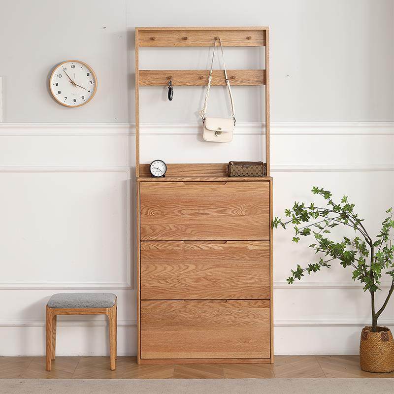 实木超薄翻斗鞋柜橡木原木家用门口入户玄关柜客厅阳台收纳储物柜,住宅家具,鞋柜,淘宝优惠券,粉丝福利购,淘宝优惠卷