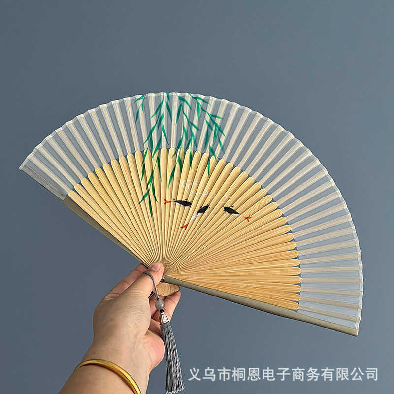 古风扇子折扇中国风蜻蜓好开合舞蹈扇日式淡雅随身汉服旗袍小折叠