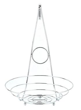2 In 1 Chrome Iron Banana Hanger Fruit Bowl ree Holder Baske
