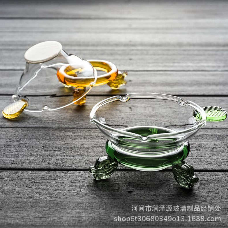 茶漏茶滤创意彩色茶架托绿黄叶龙网功夫茶具配件玻璃公道杯过滤网