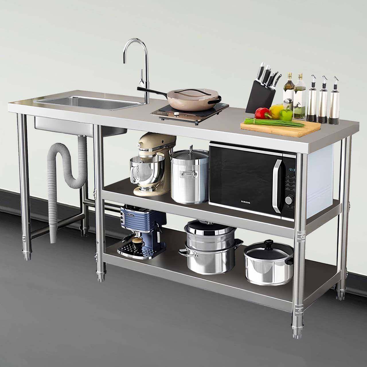 不锈钢工作台、水槽、灶具架、厨房砧板、洗碗、水槽、储物柜、储,家装主材,商用厨房操作台/工作台,淘宝优惠券,粉丝福利购,淘宝优惠卷