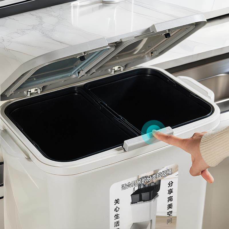 厨房垃圾桶家用厨余分类带盖大容量高款双层干湿分离专用大号日式