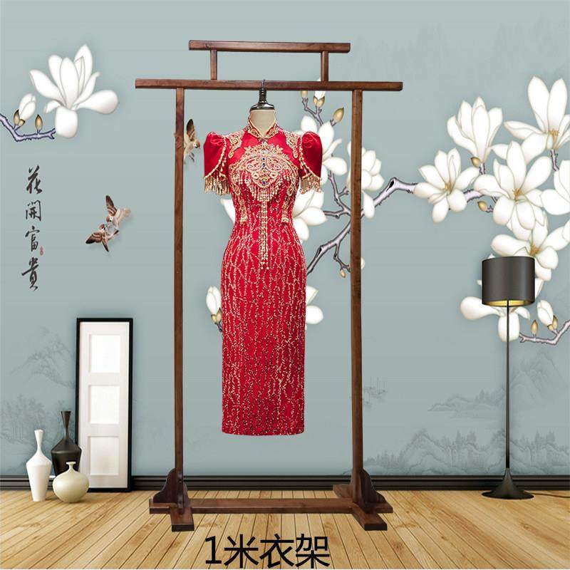 正品风汉服衣架中式袍实木衣展帽架龙戏服挂衣架 示古架 落地衣架