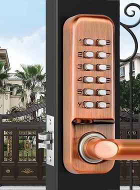 机械密码锁门锁院子门铁门内门室防防晒防火防冻不用雨电208a密艺