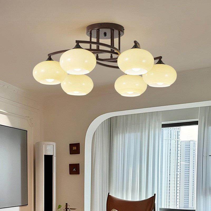 奶油风复古客厅主灯轻奢中古风餐厅灯吧台吊灯咖啡厅书房茶室灯具