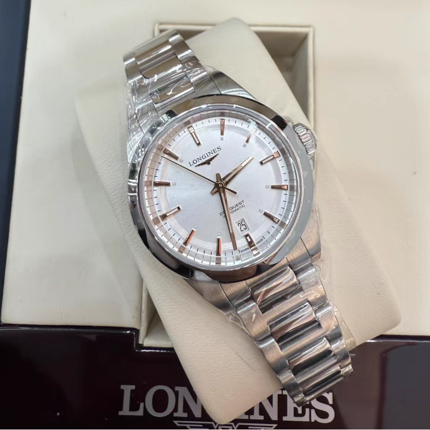 新款盒证[9.8新]浪琴康卡斯悦动钢自动机械腕表女表L3.320.4.72.6