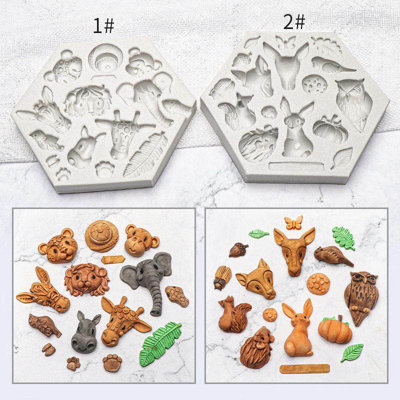烘焙蛋糕硅胶模具森林小动物系列合集翻糖干佩斯巧克力模蛋糕工具