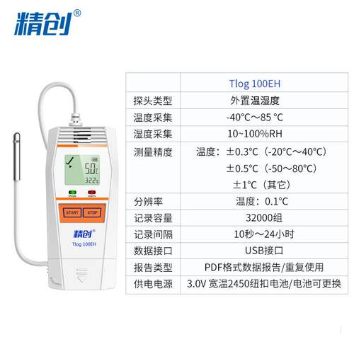 TLOG100EH外置温湿度记录仪快速测温冷库冷链医药温度记录