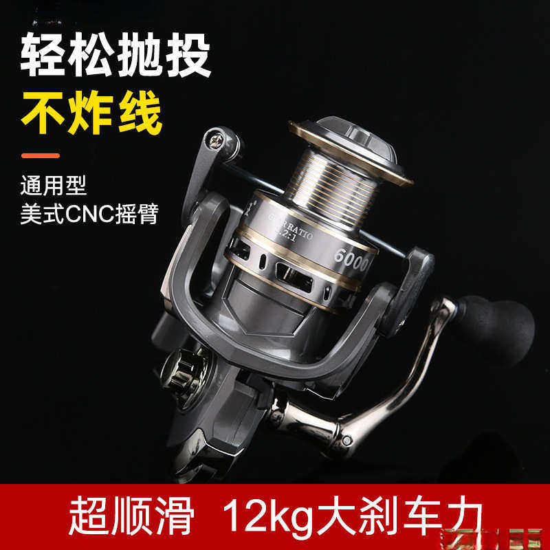 狼王鱼轮纺车轮全金属远投轮美式金属摇臂微物路亚轮渔轮斜口