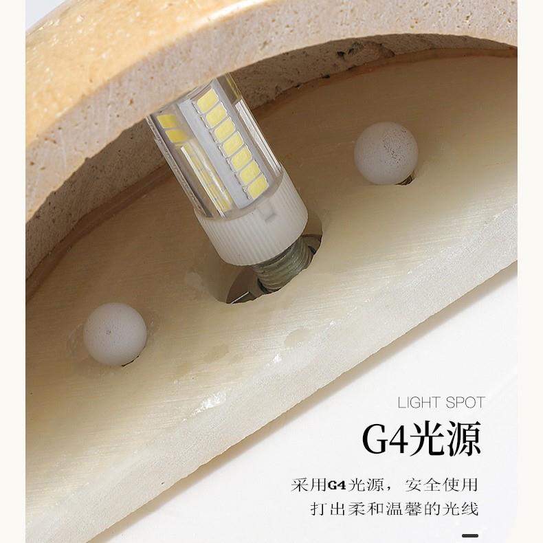 中古壁灯复古黄洞石日式侘寂风卧室床头创意奶油风半球北欧贴墙灯