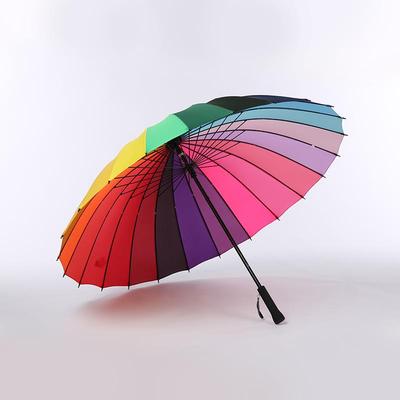 高档时长柄24骨虹伞可爱长柄伞尚韩国晴创彩意伞防风雨伞雨伞非自