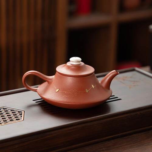 德化陶瓷【茶壶】祥云壶140ml/紫砂/锔钉/鎏银/全瓷滤孔/入门精工