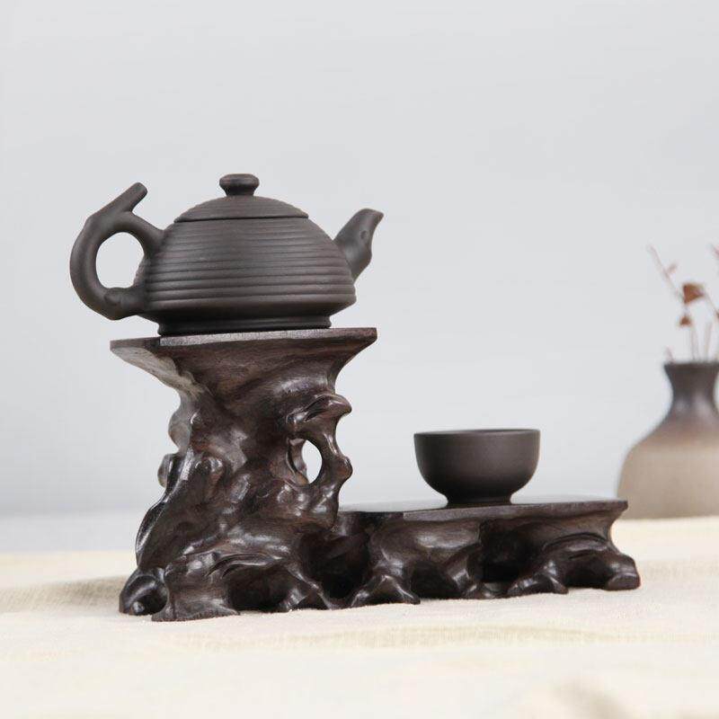 黑檀木雕刻工艺品底座 新中式风格实木根雕摆件 鸡翅木奇石展示架