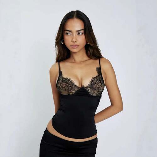 Women'S Lace Patchwork Deep V Neck Halter , Slimming Inner
