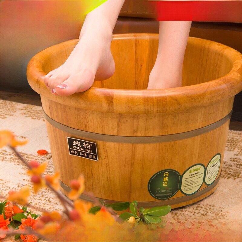 纯柏橡木泡脚木桶足浴桶洗脚木盆木质实木家用足疗桶过小腿高深桶