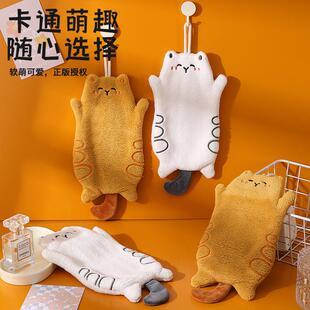 Adorable cat-shaped hand towel, suitable for hanging in the