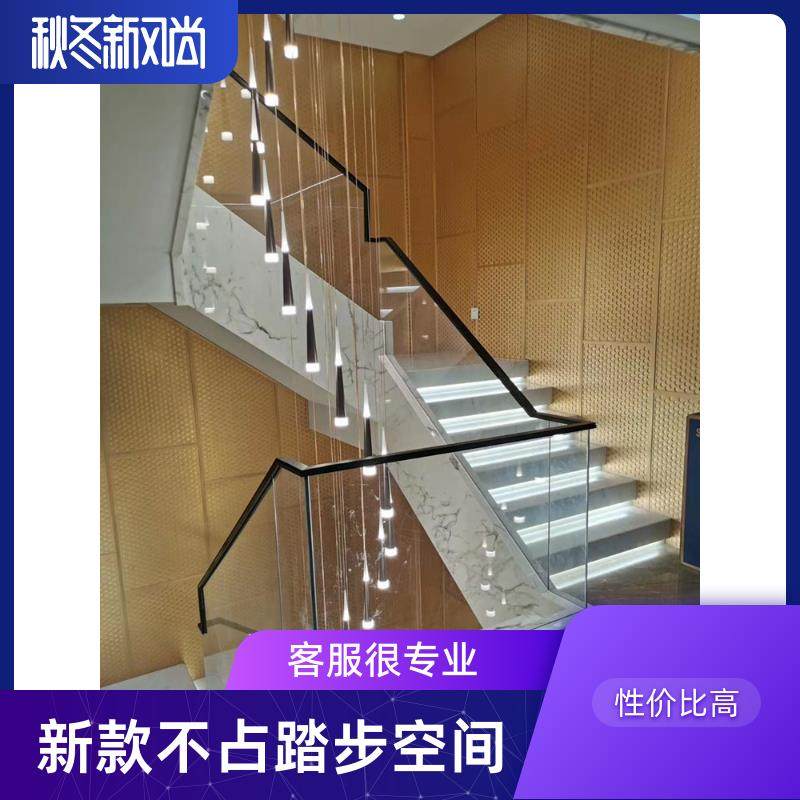 上海现代玻璃楼梯扶手不锈钢圆角定制实木踏步整体楼梯旋转别墅