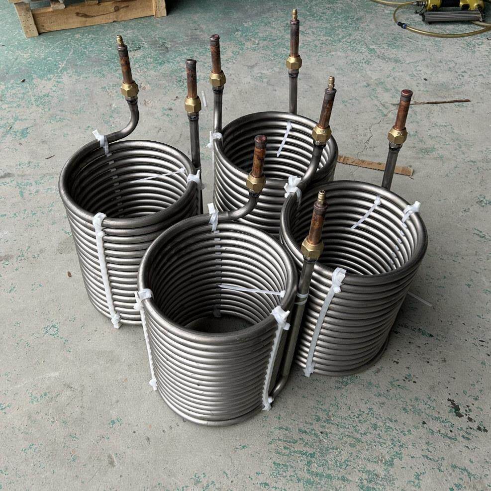 纯钛盘管换热器钛管蒸发器鱼池冷水机制冷机鱼缸海鲜工业钛冷凝器