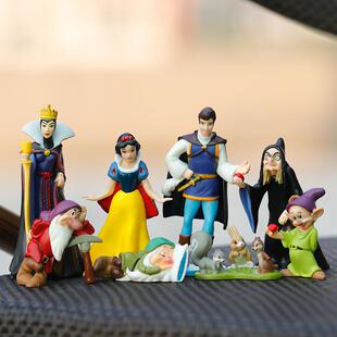 迪士尼白雪公主 Q版小矮人皇后白马王子手办模型人偶摆件儿童礼物