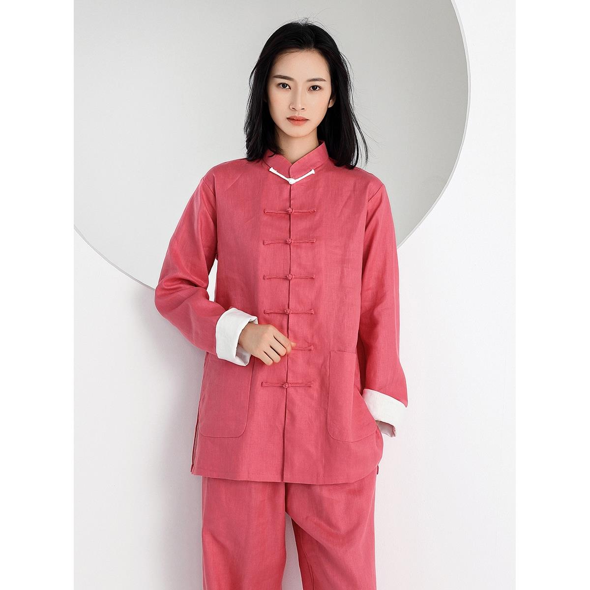 正品2250款高档亚麻太极女春秋服冬季武术男太极拳练功服八段锦服