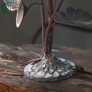 简约仿铜民创意摄影道复古做旧铁艺宿客厅A515具装 摆饰玄关创意叶