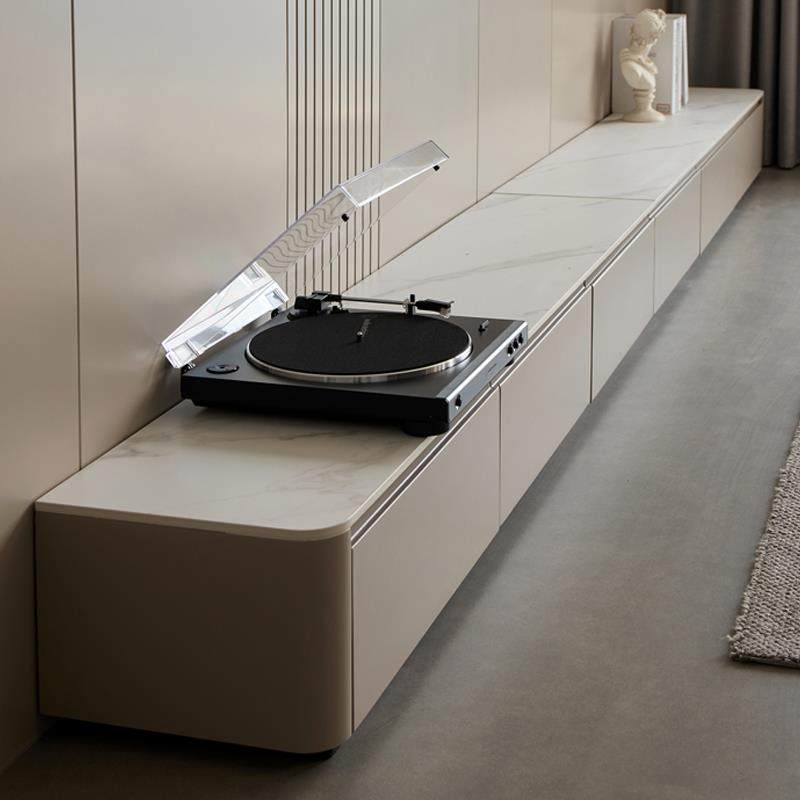 麦比梵简约现代意式轻奢岩板电视柜整装落地客厅小户型地台柜网红定制