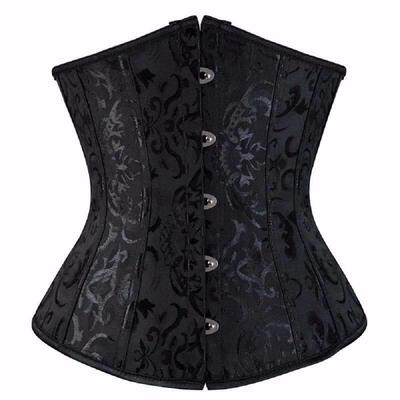 Women Gothic Sexy Satin Underbust Corset Bustier Waist Cinch