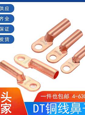 DT-4/6/10铜线鼻子接线端子紫铜接头堵油线耳闭口压接电缆线耳A级