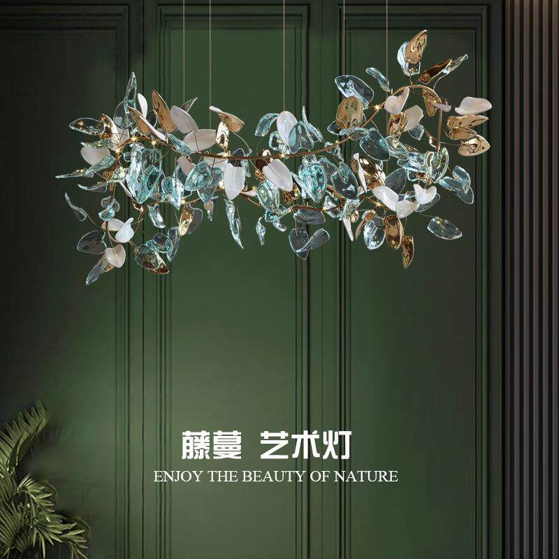 【藤蔓】艺术长形吊灯轻奢高端餐桌灯别墅酒店样板房全铜餐厅灯