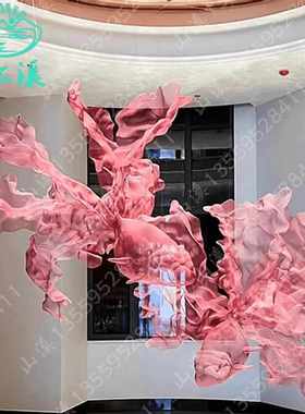 现代中式金鱼空中悬挂软装吊饰创意金属网格商场酒店开业艺术装饰