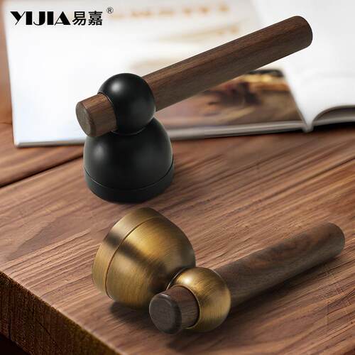 新中式复古卧室门锁黄古铜色房间木门把手通用型分体磁吸静音门锁