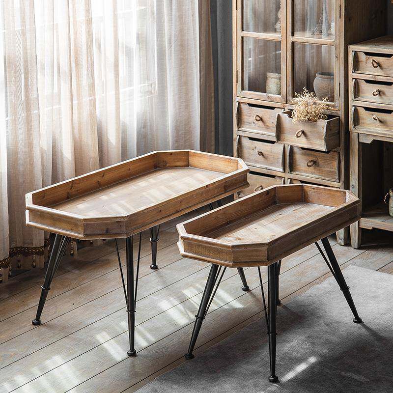 美式乡村复古做旧小茶几简约小户型客厅家用铁艺阳台小桌子极简