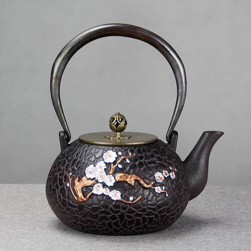 1200ml傲梅中式铸铁手工养生铁壶烧水煮茶铁茶壶礼品装饰摆件手作