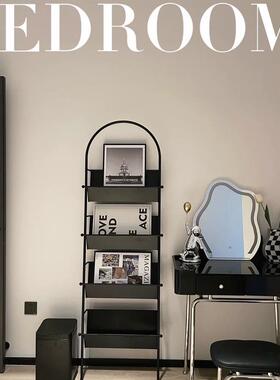 网红黑色F9768T76中古杂书志架报架落客地铁艺墙置物架厅书刊摆靠