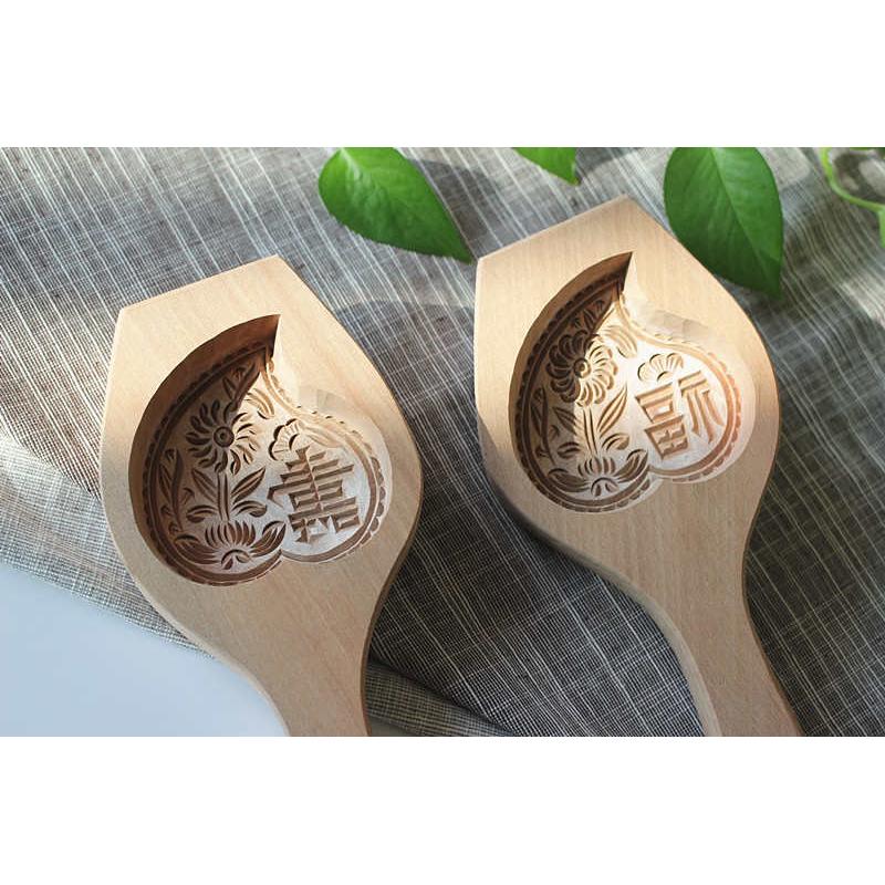 花瓣家烘焙家用厨房工具南瓜饼模绿豆糕模寿糕祝寿木质馒头面食模