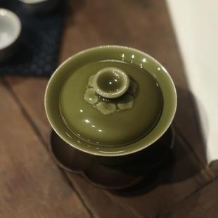 宋青书院耀州窑青瓷盖碗陶瓷茶具秘色绿釉茶器仿古宋风茶具景德镇