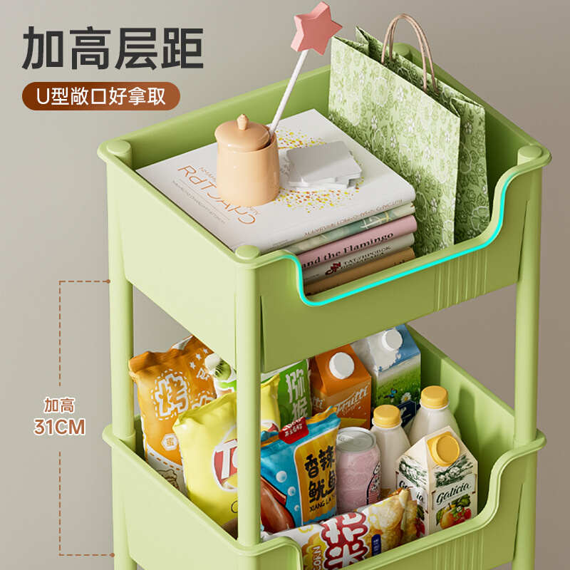 小推车置物架厨房卧室落地零食书架卫生间浴室塑料收纳储物架