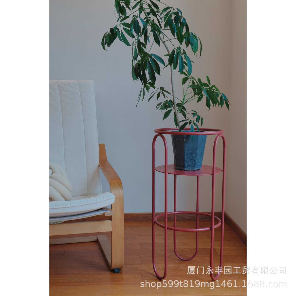 物可花架室内花盆铁客厅嘻现代 复古所设计艺极红色简约移动阳台