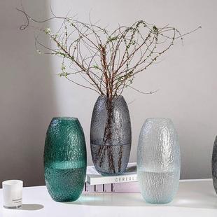 包邮法式高级感花瓶彩色玻璃轻奢复古大号插高枝假花插花摆件